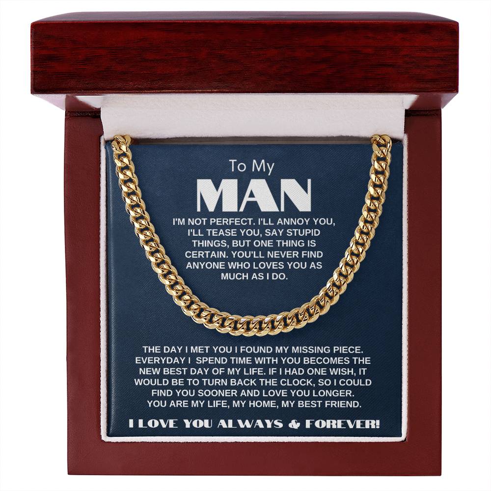 To My Man | My Missing Piece | Cuban Link Chain Gift