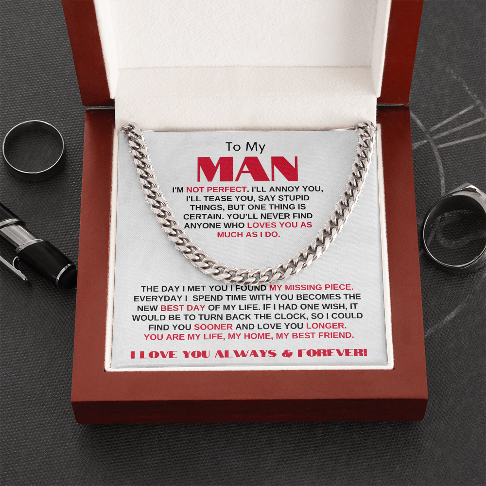 To My Man | My Missing Piece | Cuban Link Chain Gift