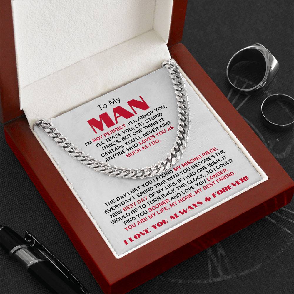 To My Man | My Missing Piece | Cuban Link Chain Gift