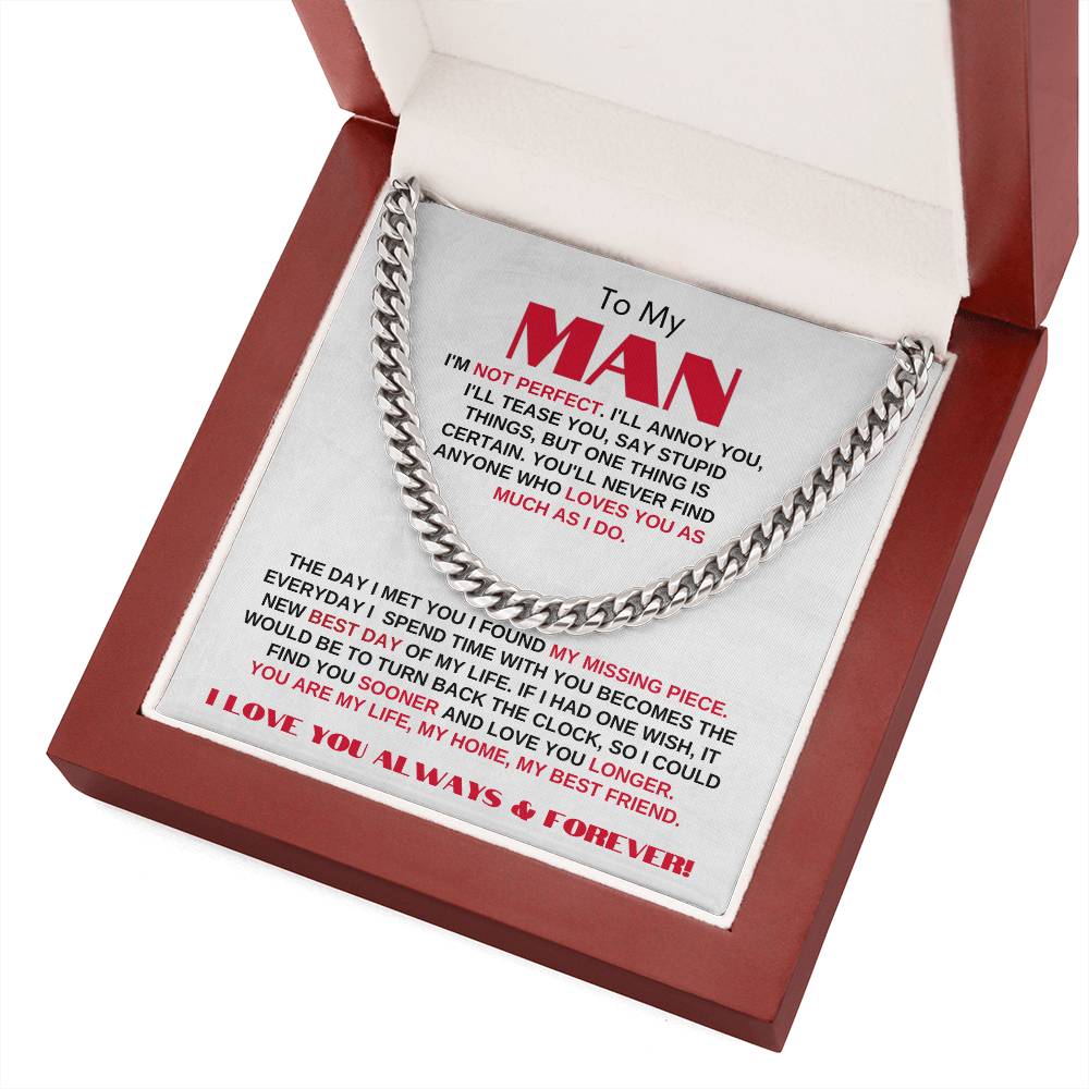 To My Man | My Missing Piece | Cuban Link Chain Gift