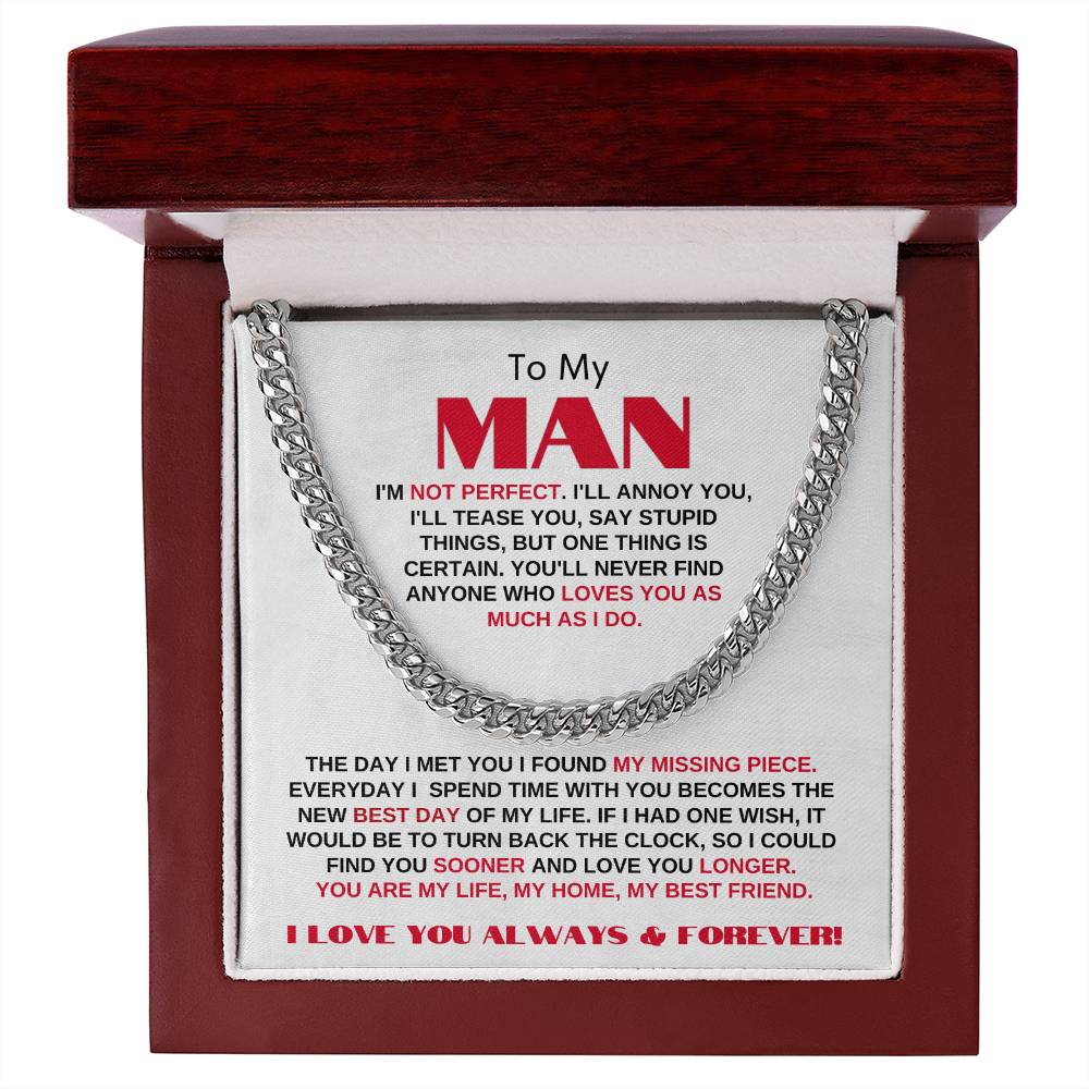 To My Man | My Missing Piece | Cuban Link Chain Gift
