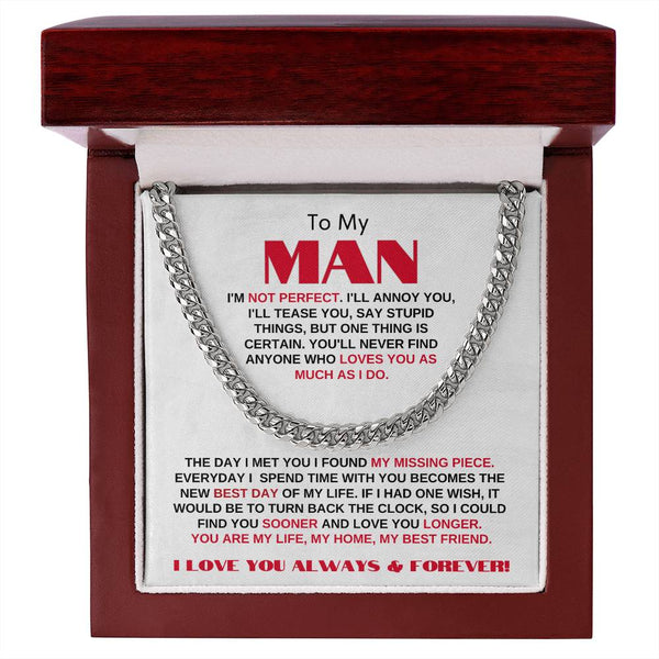 To My Man | My Missing Piece | Cuban Link Chain Gift