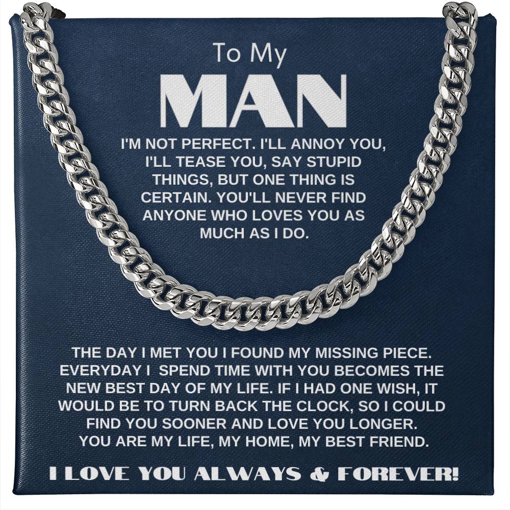 To My Man | My Missing Piece | Cuban Link Chain Gift