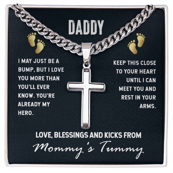 Daddy | Cuban Chain Cross Necklace | From Mommy Tummy