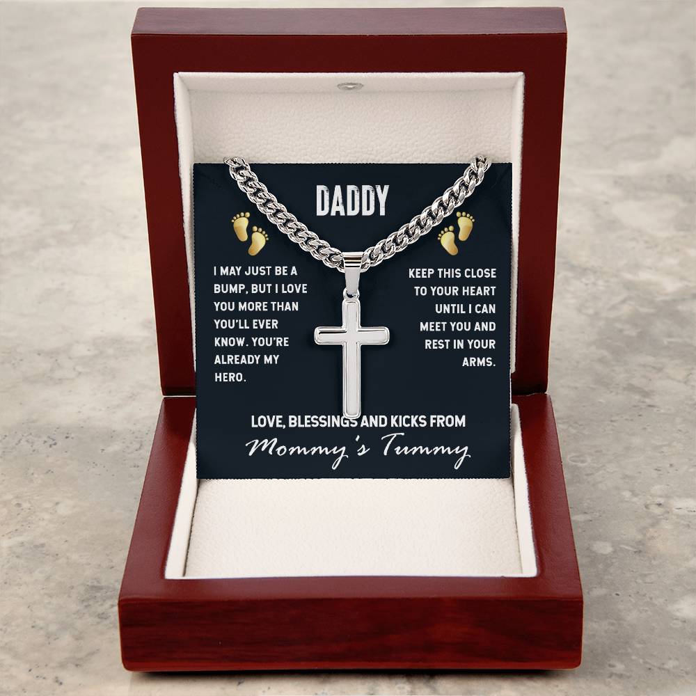 Daddy | Cuban Chain Cross Necklace | From Mommy Tummy