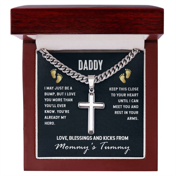 Daddy | Cuban Chain Cross Necklace | From Mommy Tummy