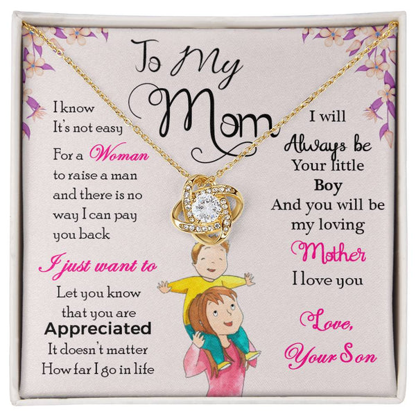 To My Mom | Love Your Son | Love Knot Necklace