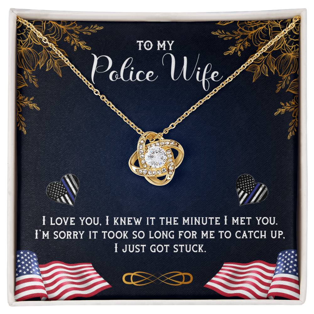To My Police Wife | I Love You | Love Knot Necklace