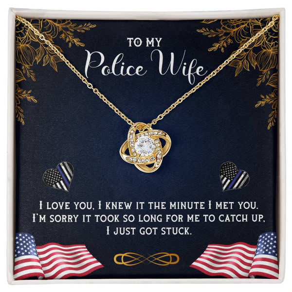 To My Police Wife | I Love You | Love Knot Necklace
