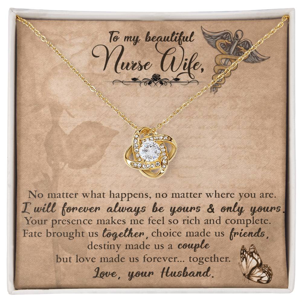 To My Nurse Wife | Love Your Husband | Love Knot Necklace