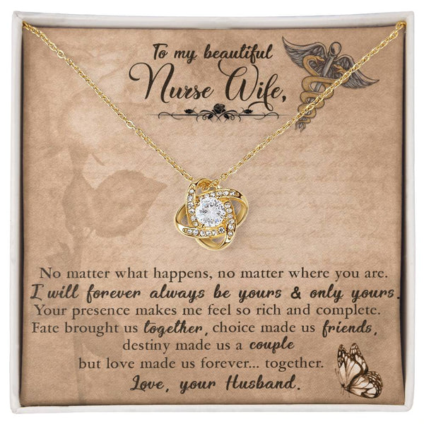 To My Nurse Wife | Love Your Husband | Love Knot Necklace