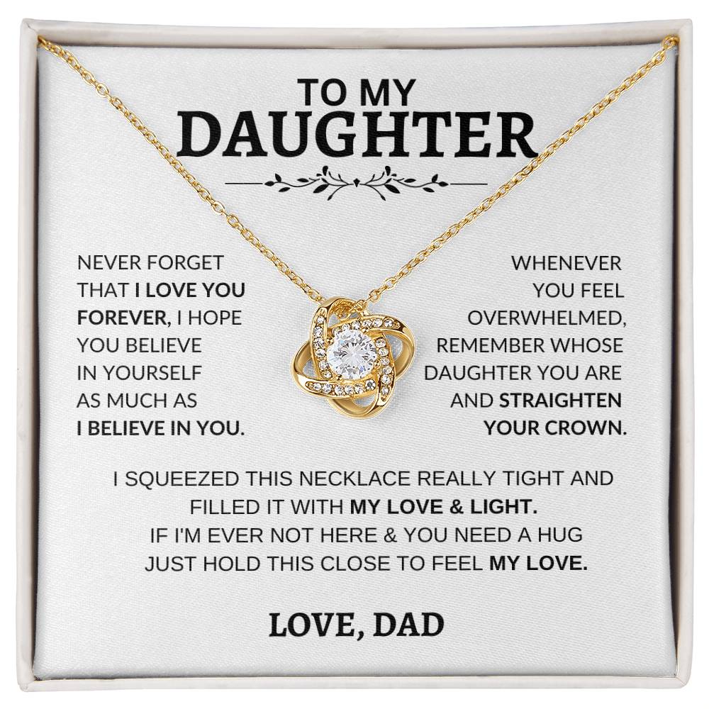 Beautiful Gift for Daughter From Dad "Never Forget That I Love You" Love Knot Necklace