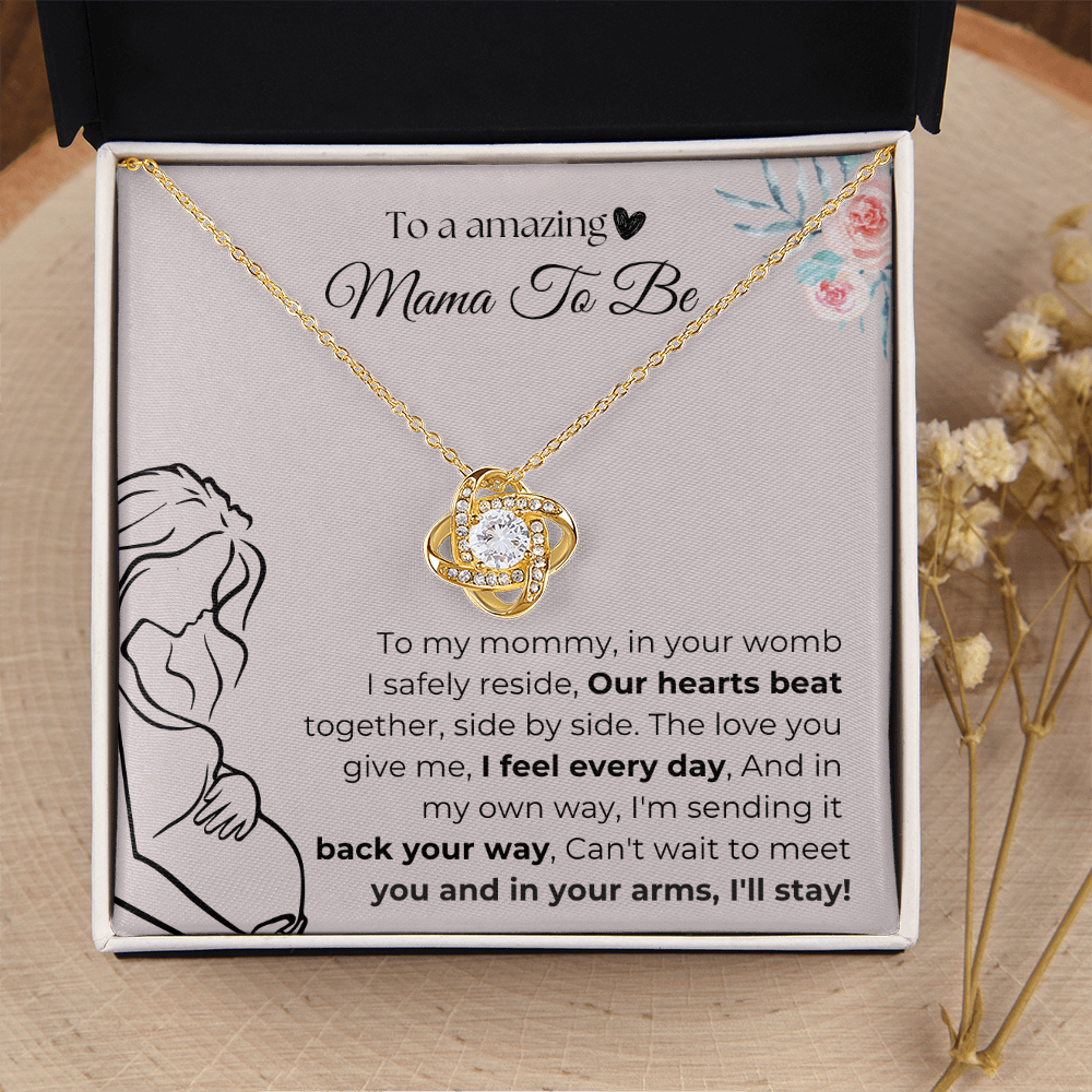 Mama To Be | Our Hearts Beat Together | Love Knot Necklace