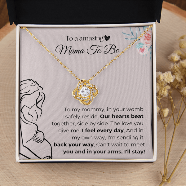 Mama To Be | Our Hearts Beat Together | Love Knot Necklace