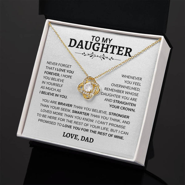 Beautiful Gift for Daughter  From Dad "Never Forget That I Love You"- Love Knot Necklace