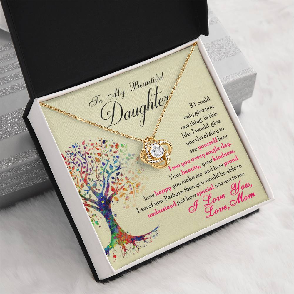 To My Beautiful Daughter  |Love Knot Necklace