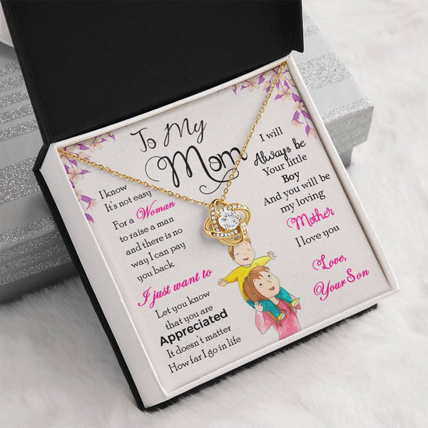 To My Mom | Love Your Son | Love Knot Necklace