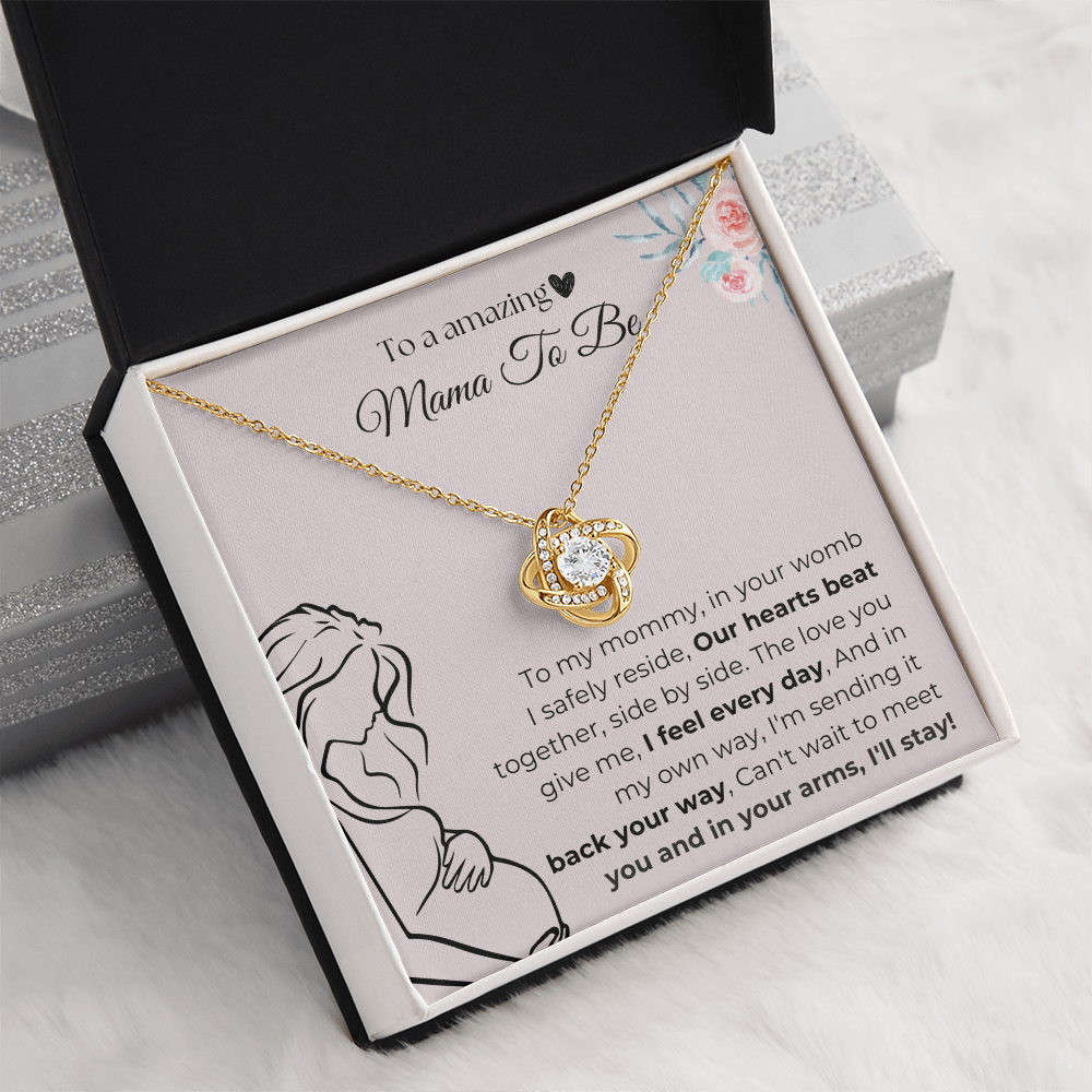 Mama To Be | Our Hearts Beat Together | Love Knot Necklace