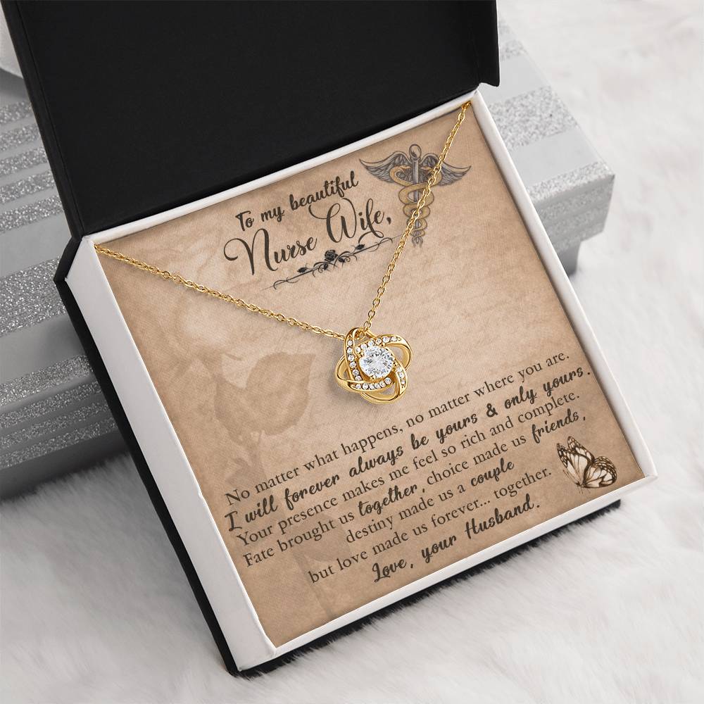 To My Nurse Wife | Love Your Husband | Love Knot Necklace
