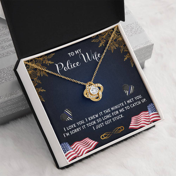 To My Police Wife | I Love You | Love Knot Necklace