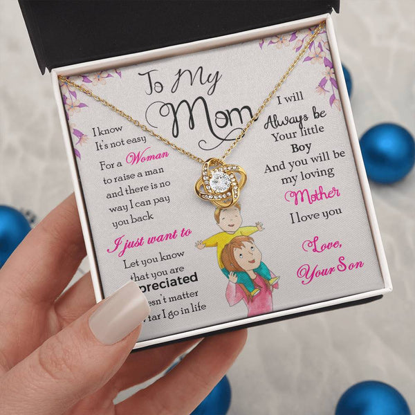 To My Mom | Love Your Son | Love Knot Necklace