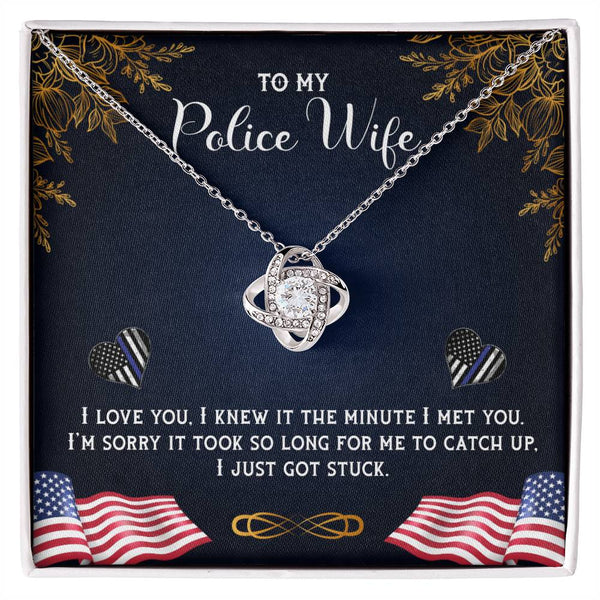 To My Police Wife | I Love You | Love Knot Necklace