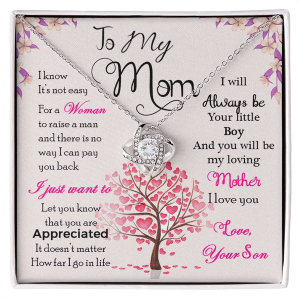 To My Mom | Love Your Son | Love Knot Necklace