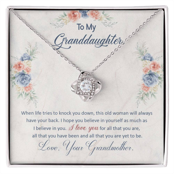 To My Granddaughter | Love Your Grandmother | Love Knot Necklace