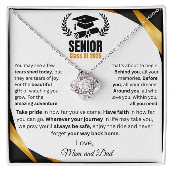 Gift For Graduation | "Take Pride In How Far You've Come" | Love Knot Necklace