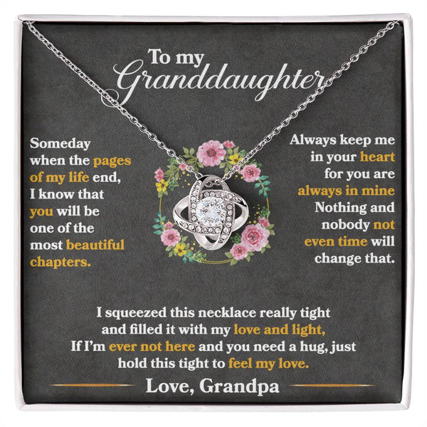 To My Granddaughter | Love Grandpa |Love Knot Necklace