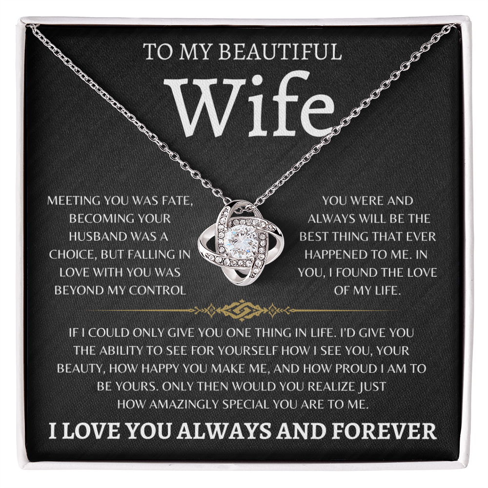 To My Beautiful Wife | Love Knot Necklace