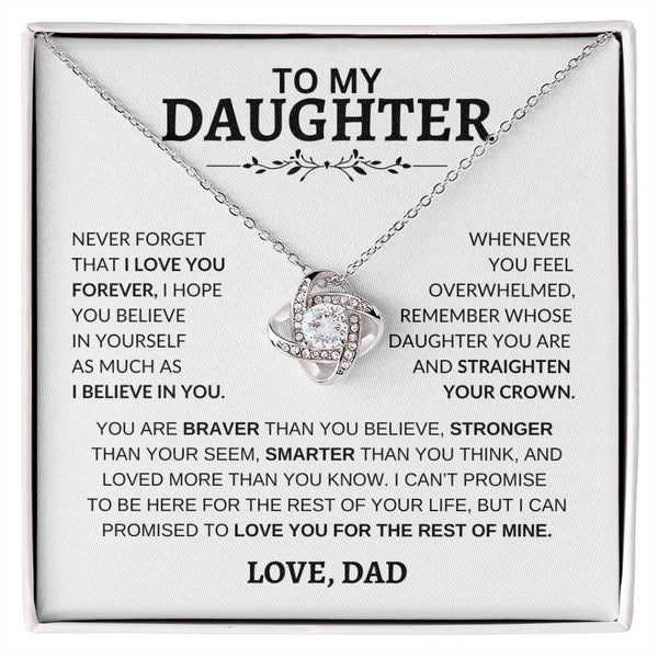 Beautiful Gift for Daughter  From Dad "Never Forget That I Love You"- Love Knot Necklace