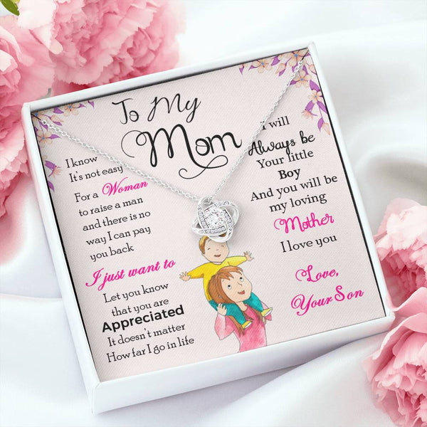To My Mom | Love Your Son | Love Knot Necklace