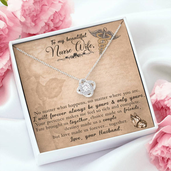 To My Nurse Wife | Love Your Husband | Love Knot Necklace