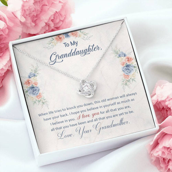 To My Granddaughter | Love Your Grandmother | Love Knot Necklace