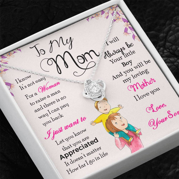 To My Mom | Love Your Son | Love Knot Necklace