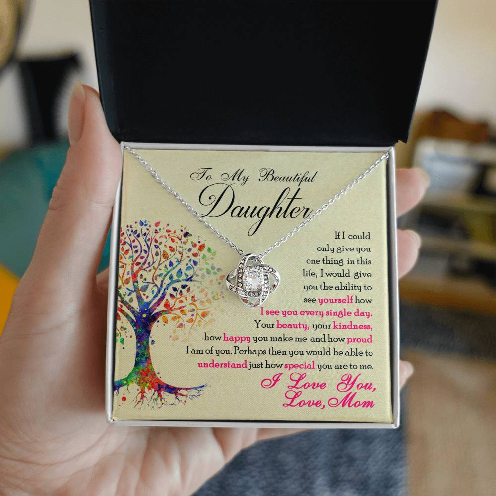 To My Beautiful Daughter  |Love Knot Necklace