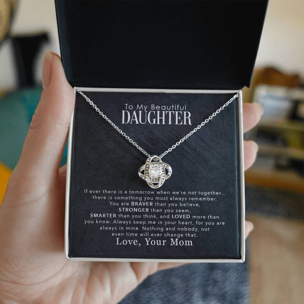 To My Beautiful Daughter | Love Your Mom | Love Knot Necklace