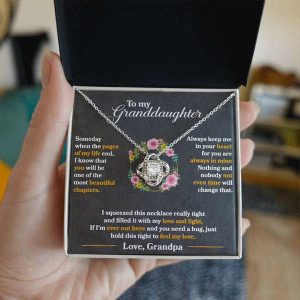 To My Granddaughter | Love Grandpa |Love Knot Necklace