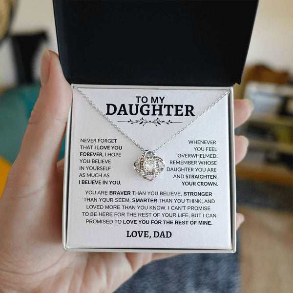 Beautiful Gift for Daughter  From Dad "Never Forget That I Love You"- Love Knot Necklace