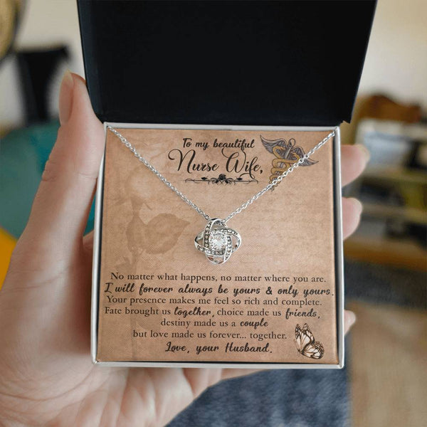 To My Nurse Wife | Love Your Husband | Love Knot Necklace