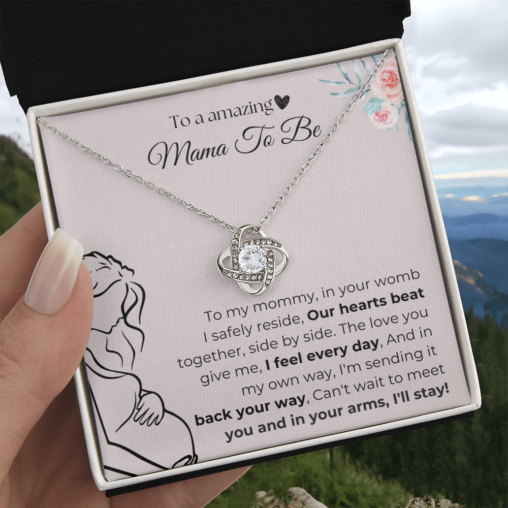 Mama To Be | Our Hearts Beat Together | Love Knot Necklace