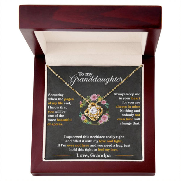 To My Granddaughter | Love Grandpa |Love Knot Necklace