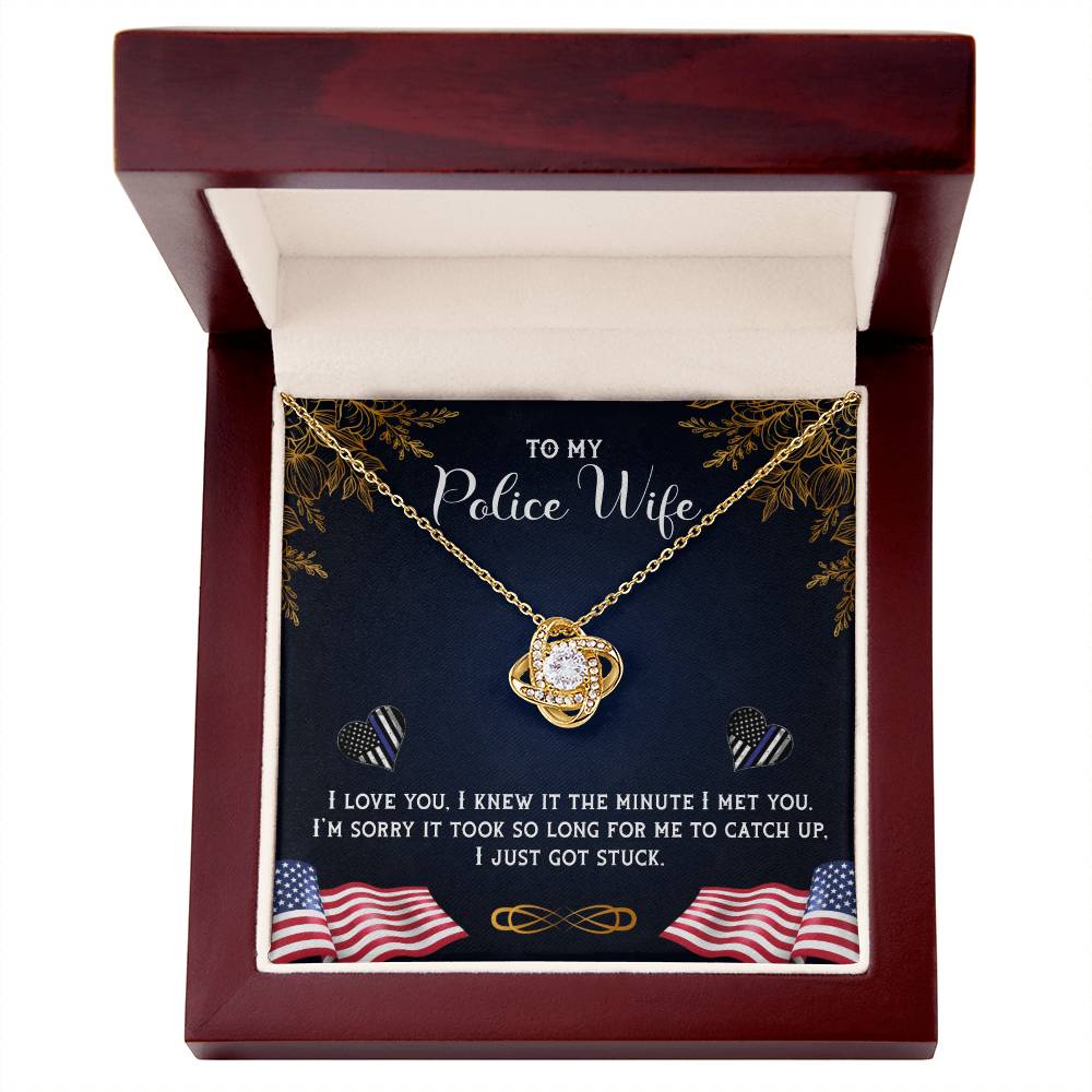 To My Police Wife | I Love You | Love Knot Necklace