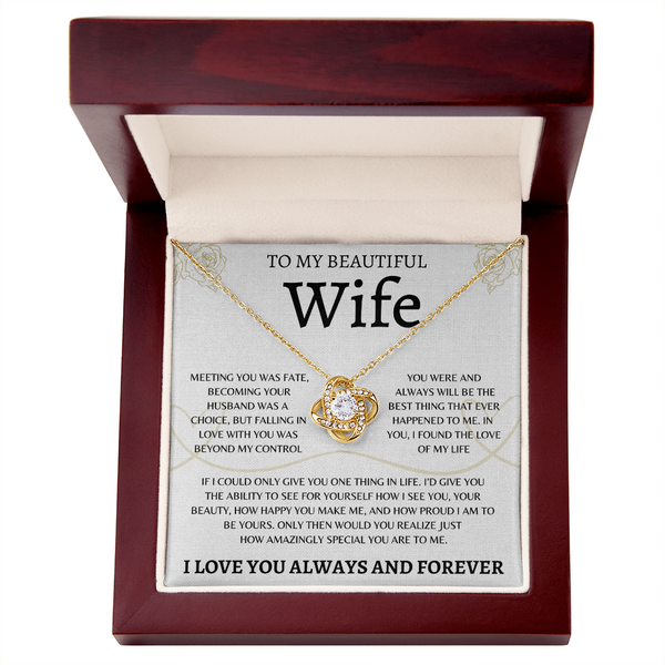 To My Beautiful Wife  | Love Knot Necklace