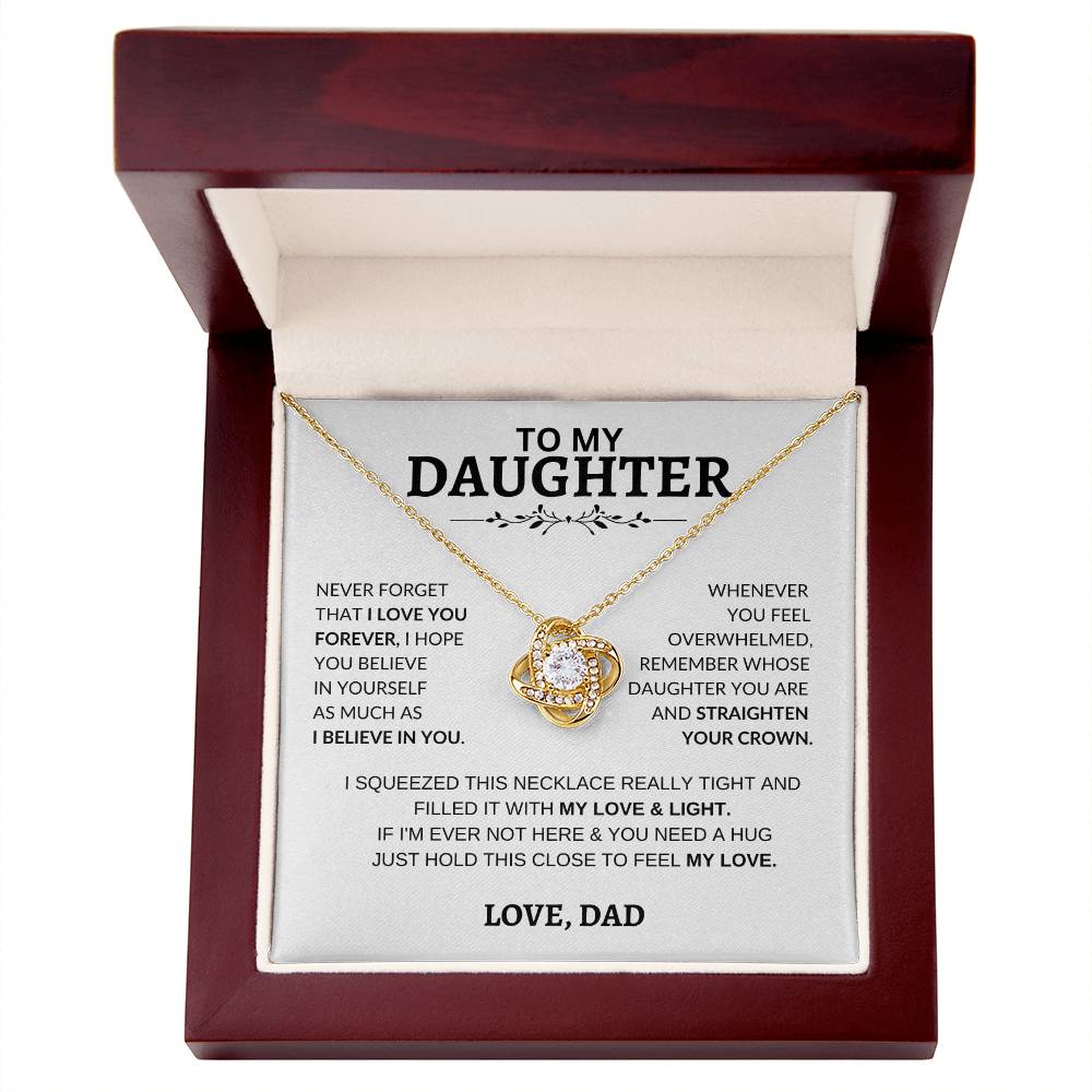 Beautiful Gift for Daughter From Dad "Never Forget That I Love You" Love Knot Necklace