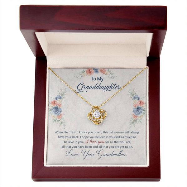 To My Granddaughter | Love Your Grandmother | Love Knot Necklace