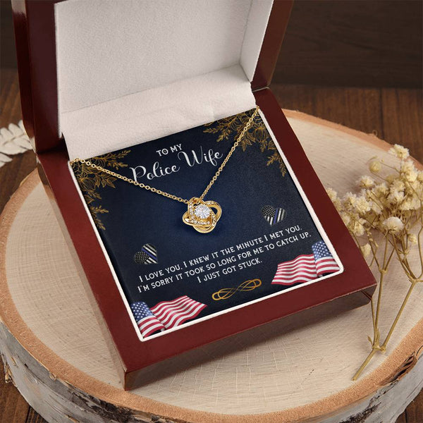 To My Police Wife | I Love You | Love Knot Necklace