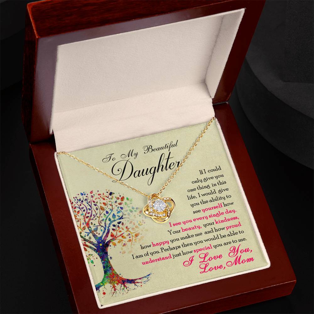 To My Beautiful Daughter  |Love Knot Necklace