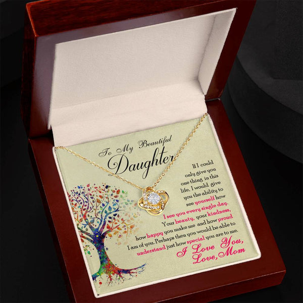 To My Beautiful Daughter  |Love Knot Necklace